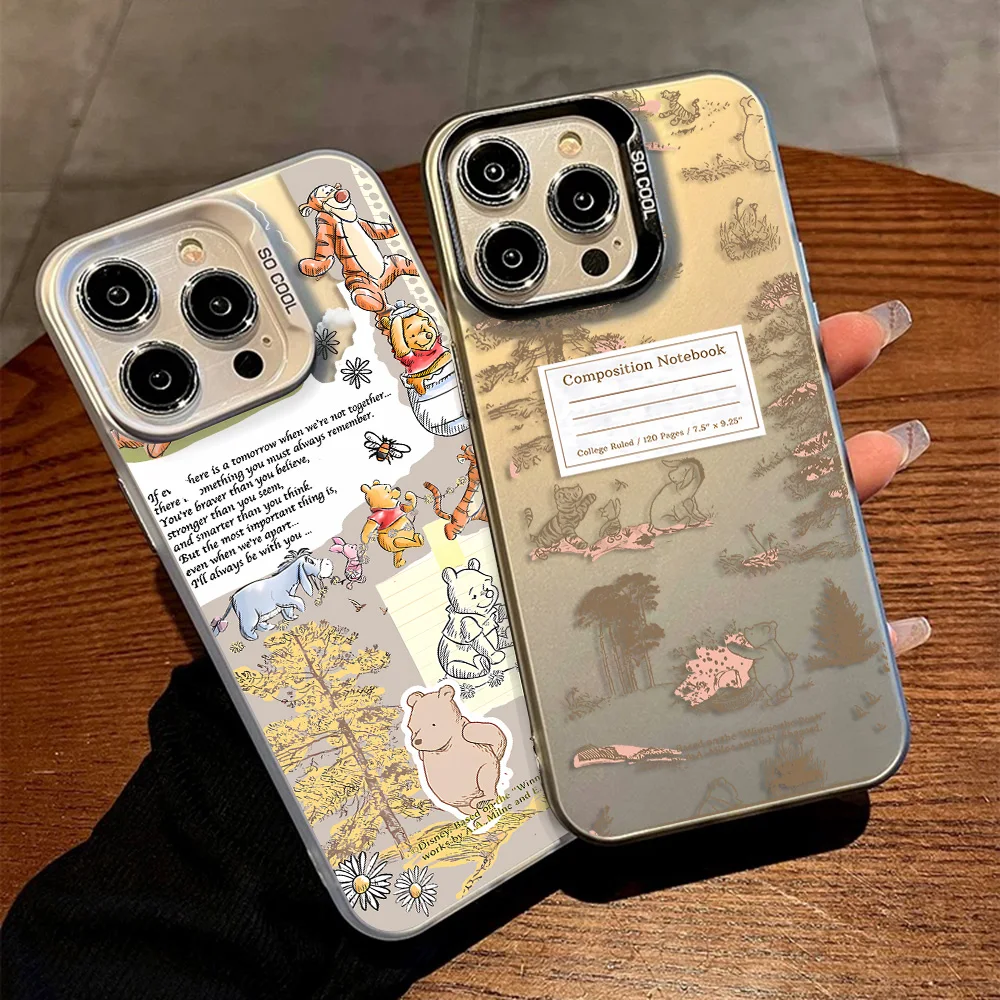 Funda de teléfono bonita Honey Winnie the Pooh para iPhone 16 15 14 13 12 11 Pro Max X XR XSMAX 8 7 Plus, funda trasera mate a prueba de golpes