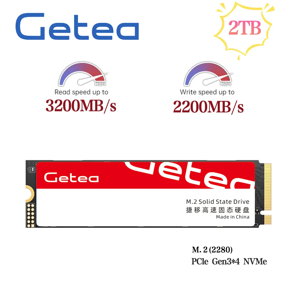 Unidad de estado sólido Getea M.2 NVMe PCIe 512GB 1TB 2TB Disco duro 2280 SSD interno para computadora portátil de escritorio - imagen 2