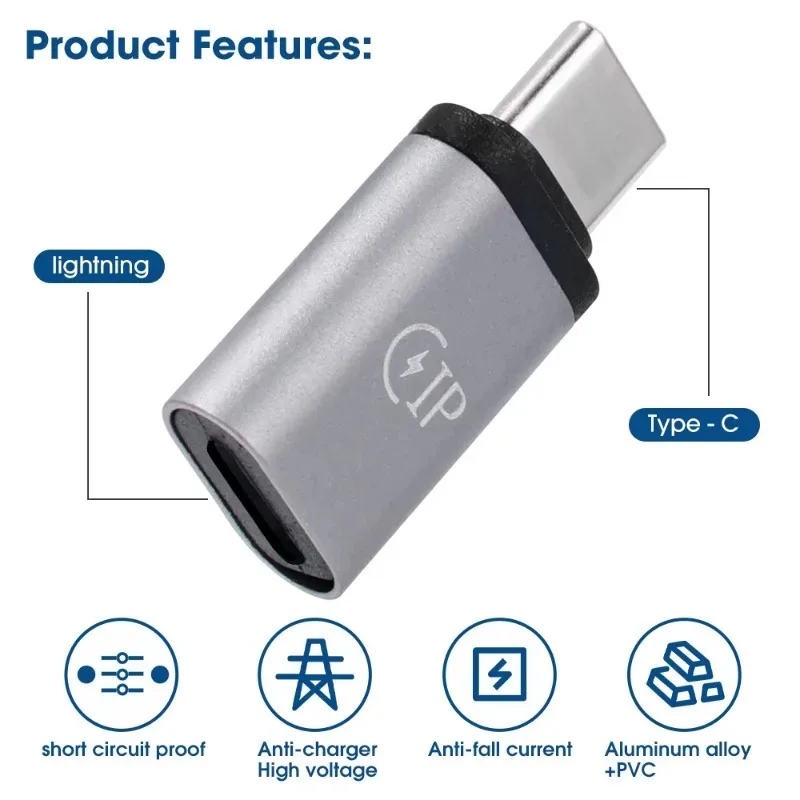 Adaptador de carga de teléfono Universal tipo C, convertidor de Cable Lightning hembra a USB C macho para IPhone 15, 14, 13, 12 Pro - imagen 5