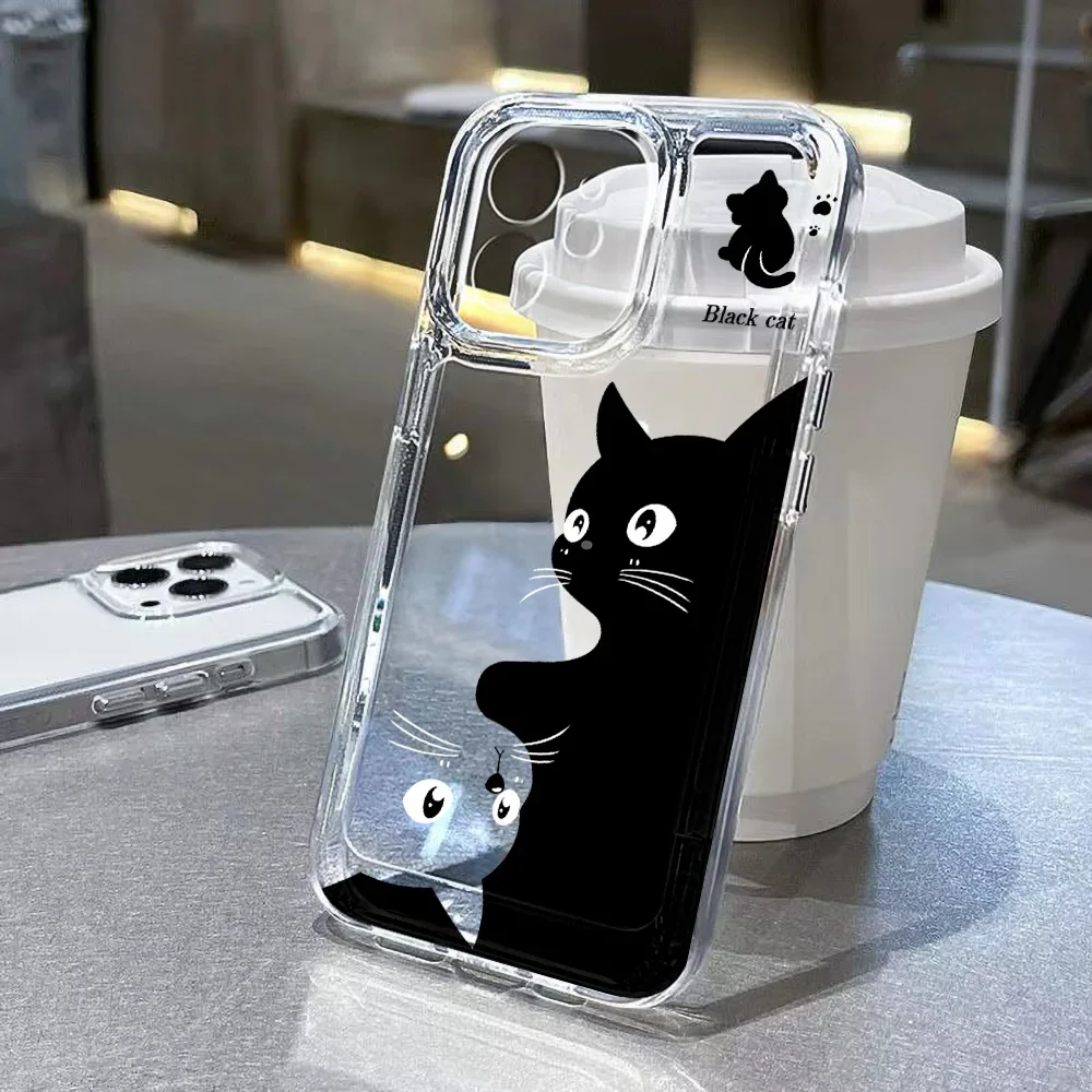 Funda de gato lindo para iPhone 16 15 14 13 12 11 Pro Max XS XR 7 8 Plus funda de silicona a prueba de golpes