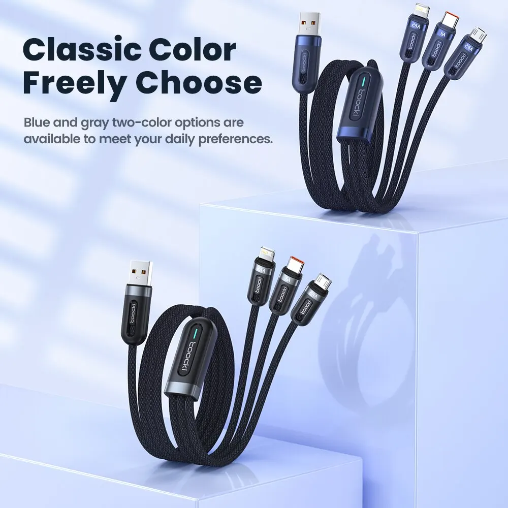 Toocki 6A 3 en 1 Cable de carga rápida USB tipo C tipo C Cable de teléfono móvil para iPhone X Xiaomi Oneplus Realme Poco USB Micro Cables - imagen 3