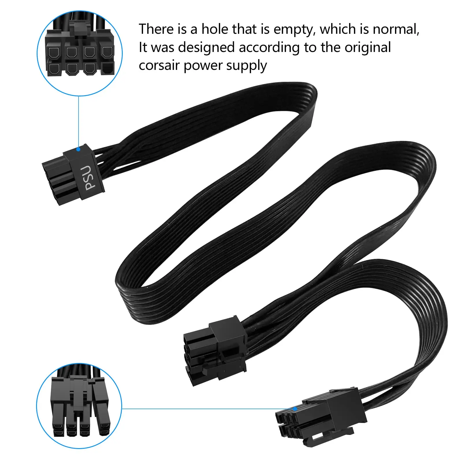 Cable de alimentación de tarjeta gráfica GPU Dual PCI-e 8 pines 6 + 2 pines para Corsair CX430, CX450, CX500, CX600, CX650, CX750 CX Type3 alimentación Modular - imagen 4