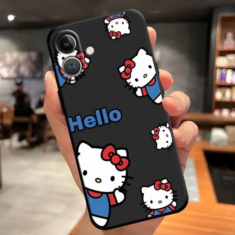 Funda para iPhone 17Air XS Max 7 8 XR 13 12 11 17 Pro Max 15 16 14 Plus cubierta de teléfono suave negra moda dibujos animados de Hello Kitty - imagen 2