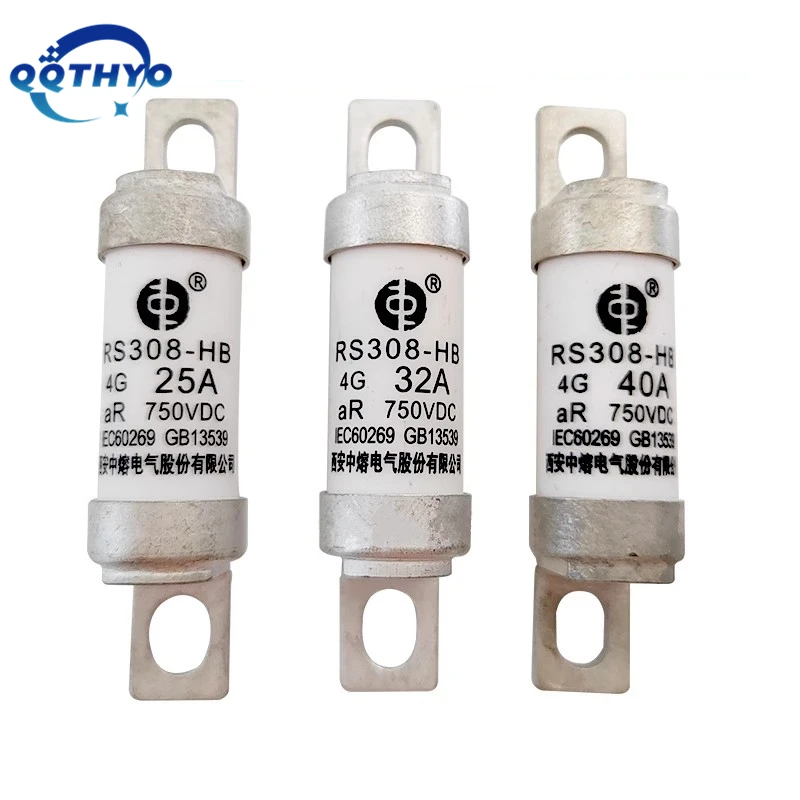 10 unids/lote fusibles para vehículos de nueva energía RS308-HB 4G 10A 16A 20A 25A 32A 40A 50A 63A 80A 100A aR 750VDC fusible de núcleo fundido - imagen 4