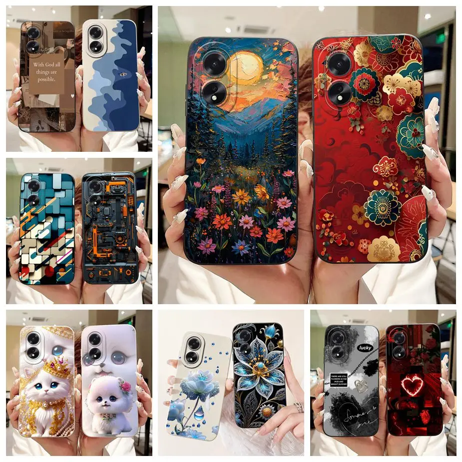 Para Oppo A38 funda OppoA18 CPH2591 cubierta pintada de caramelo de lujo carcasa protectora para cámaras completas para Oppo A18 A 38 funda OppoA38 Fundas