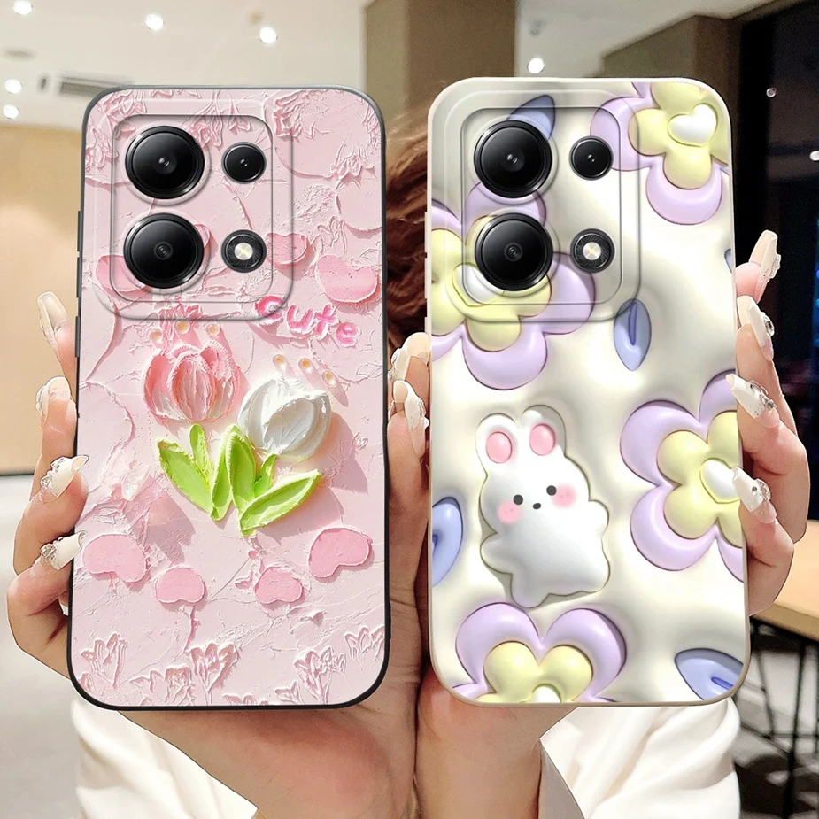 Para Xiaomi Redmi Note 13 Pro funda bonita de dibujos animados de conejo funda de teléfono a prueba de golpes para Redmi Note 13 Pro Plus Note13 5G bolsas suaves - imagen 3