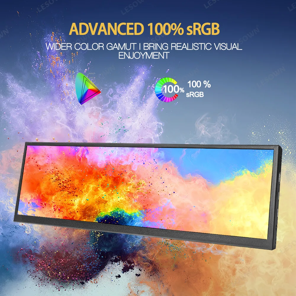 LESOWN-Monitor táctil IPS FHD de 14,1 pulgadas, pantalla LCD de largo estiramiento, 100% sRGB, 1920x550, mini HDMI para ordenador, velocidad de salud, Windows - imagen 5