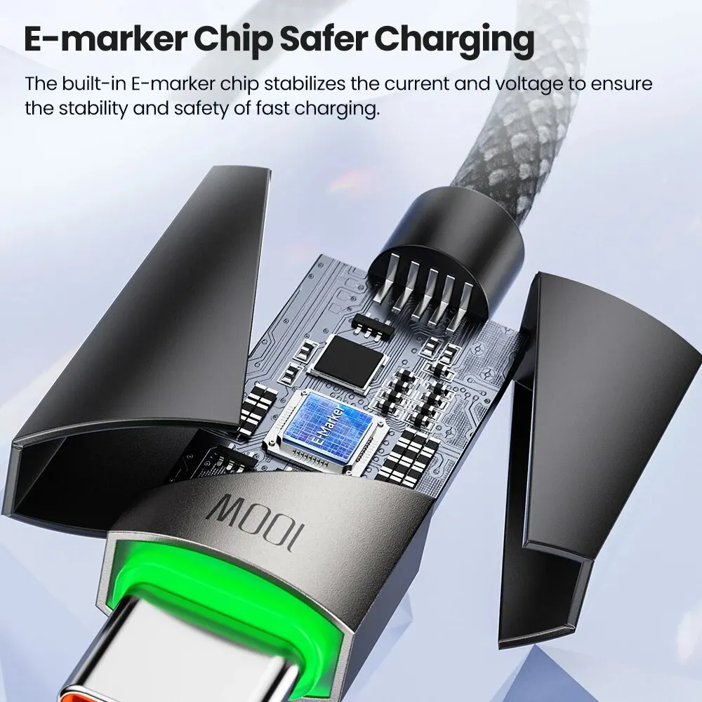 Toocki-Cable tipo C a tipo C, cargador de carga rápida PD de 100W, apagado inteligente, USB C a USB C para Xiaomi POCO F4 Macbook, Cable de datos - imagen 2