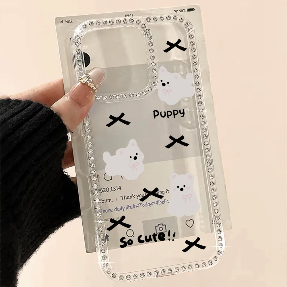 Funda de teléfono de diamante de lujo para iPhone 17 Pro Max 16 15 14 11 13 12 Air 17promax Funda transparente a prueba de golpes con cordón - imagen 5