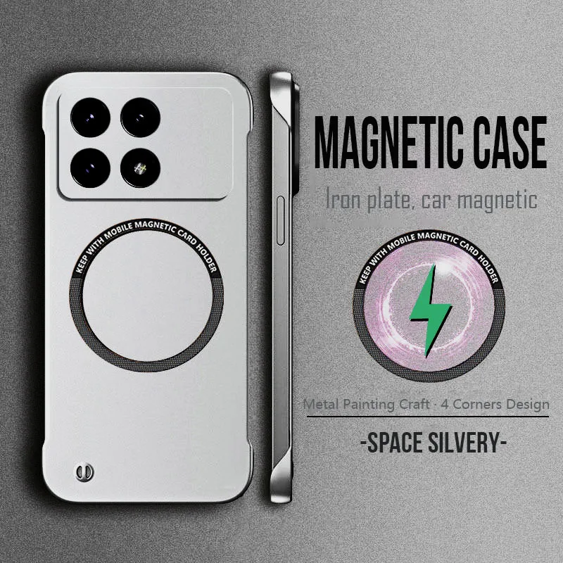 Funda de teléfono sin marco ultrafina con patrón de pintura de Metal magnético para Xiaomi Poco X7 X6 F6 F5 Pro F3, fundas de carga inalámbrica - imagen 2