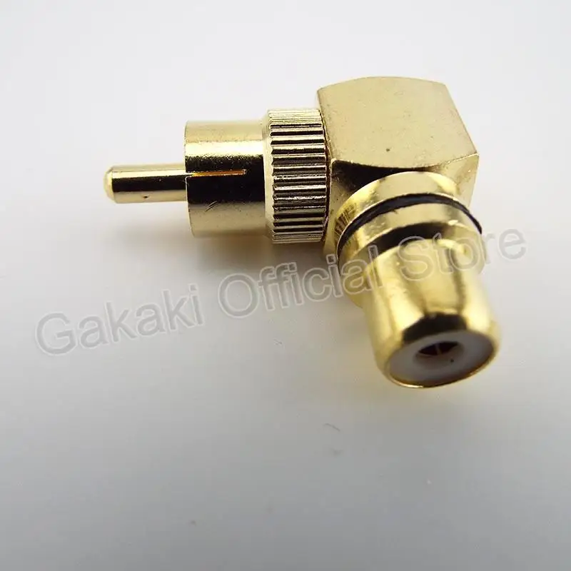 Conector RCA de ángulo recto macho a hembra, adaptadores de enchufe de 90 grados, conectores de Audio tipo L F a M, Latón chapado en oro, 4 piezas - imagen 4