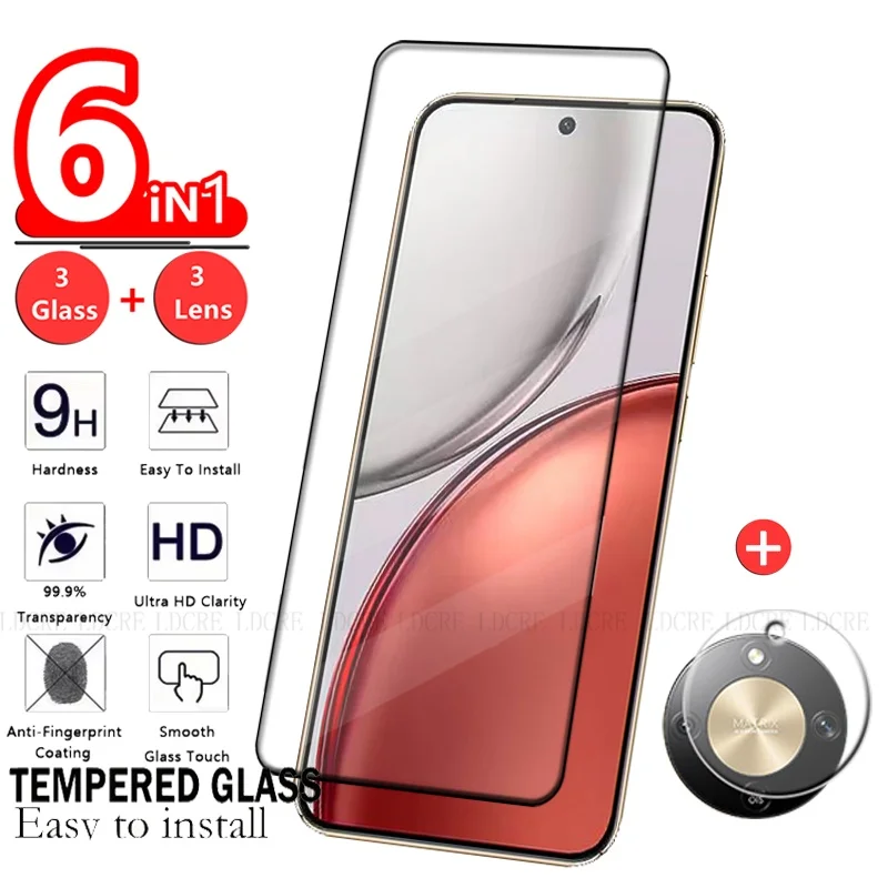 6 en 1 para Honor X9d vidrio Huawei Honor X9d vidrio templado 9H HD cubierta completa pegamento HD Protector de pantalla de teléfono Honor X9d lente de vidrio