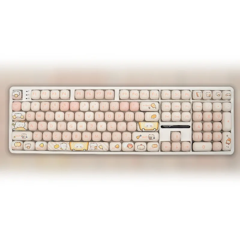 Teclas de oso de pan, Material PBT, redondas y lisas, sublimación de dibujos animados, decoración de teclado HI8 K99, regalos para mujeres y niñas - imagen 2