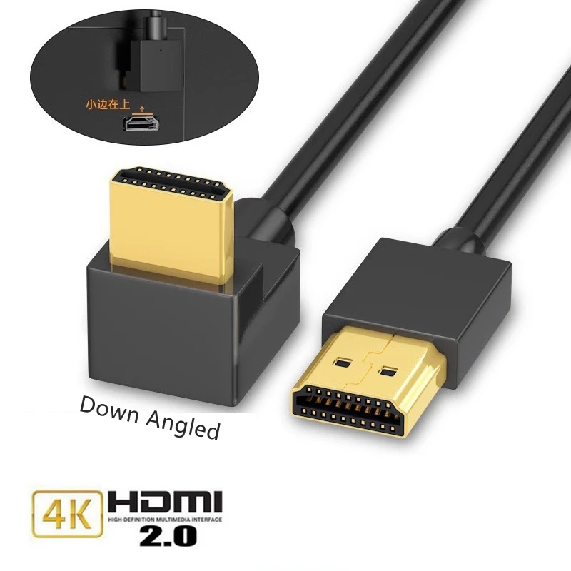 Adaptador HDMI 2,0 v 90 ángulo Cable de doble codo vídeo macho 4k 1080P 3D para HDTV XBOX PS3 ordenador Cabo hdmi TV box conmutador Hdmi - imagen 3