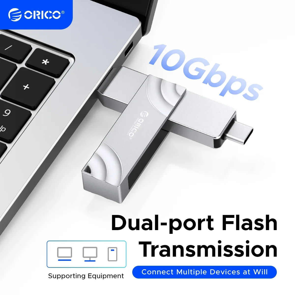 Unidad flash dual ORICO de 512 GB 2 en 1 USB C/A 3,2 Gen2 Velocidad de unidad flash de hasta 10 Gbps 1073 MB/s para iPhone 15/Android/Tablet/portátil