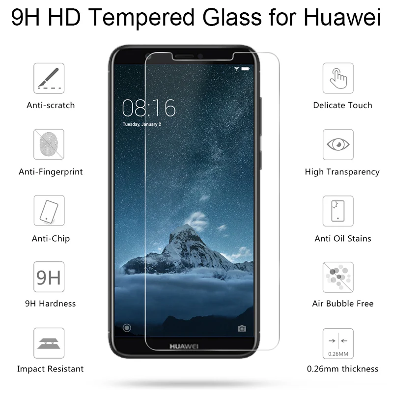 2 uds 9H película protectora dura vidrio templado templado templado para Huawei Mate 20 Lite 10 Pro 9 8 7 Protector de pantalla transparente para Huawei Mate S - imagen 5