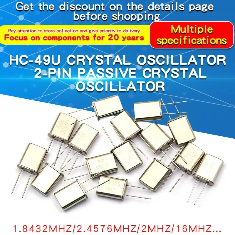 5 uds HC-49U resonador de cristal de cuarzo oscilador pasivo 49U DIP-2P 2MHz 4MHz 6MHz 8MHz 9MHz 10MHz 12MHz 16MHz 27MHz - imagen 2