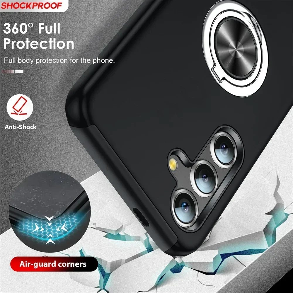 Funda con soporte de anillo de Metal para Samsung Galaxy S26 S25 Ultra S24 S23 Plus A55 A17 FE A36 A56 armadura parachoques cubierta dura de PC a prueba de golpes - imagen 4