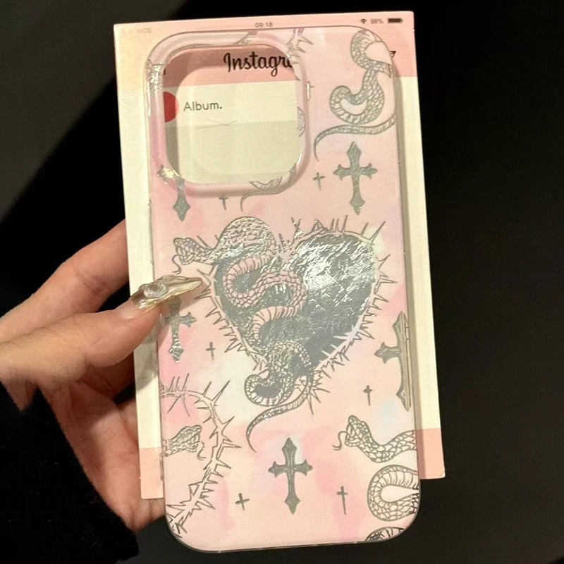 Funda de teléfono con purpurina y diseño de vórtice de serpiente y corazón de lujo para iPhone 17 16 15 Pro Max 14 13 12 11 XS XR X 7 Plus, funda de silicona - imagen 2