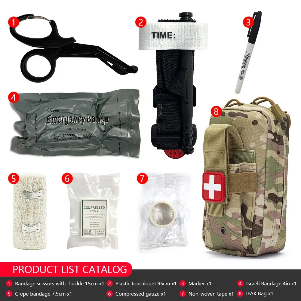 Kit táctico de primeros auxilios EMT bolsa con torniquete tijeras vendaje para emergencia IFAK Trauma Combat