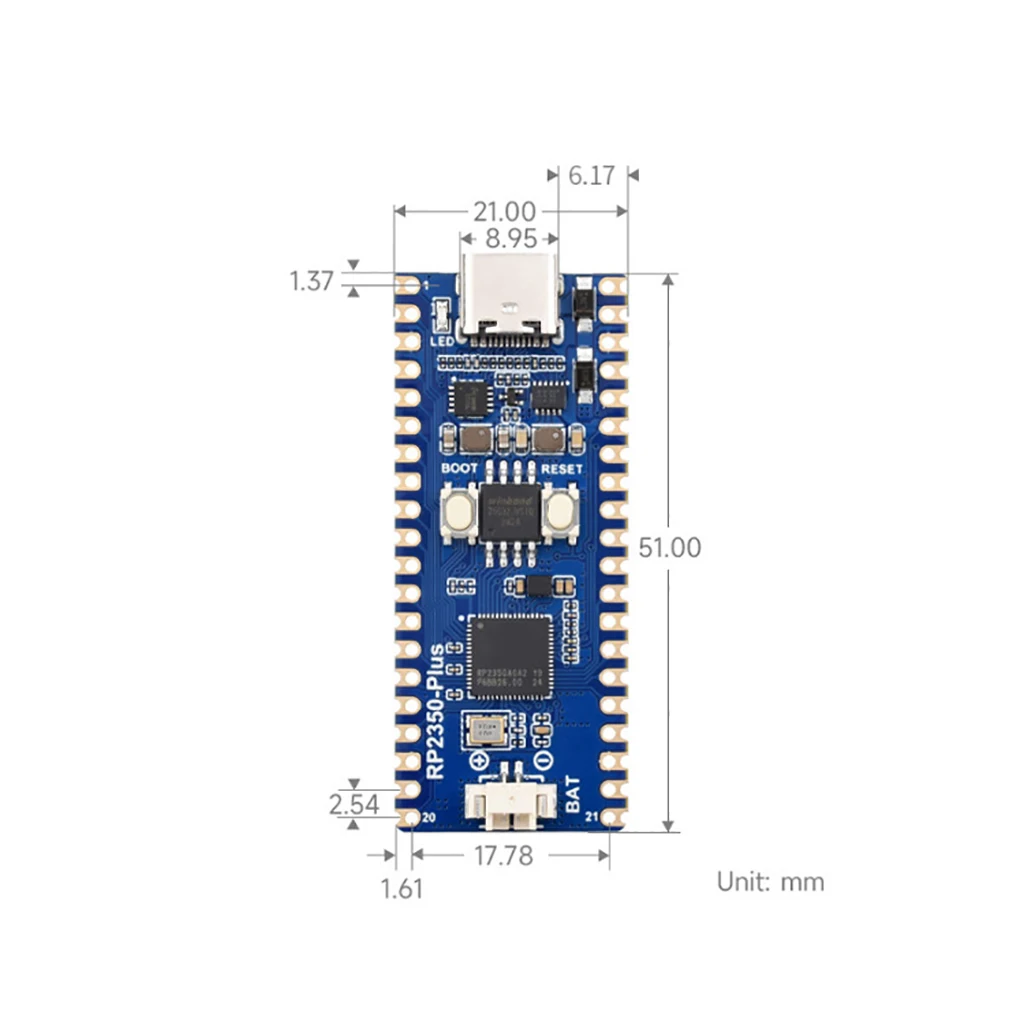 Placa de desarrollo RP2350 Plus, procesador de microcontrolador, procesador de doble núcleo de doble arquitectura tipo C para Raspberry Pi RP2350A - imagen 2