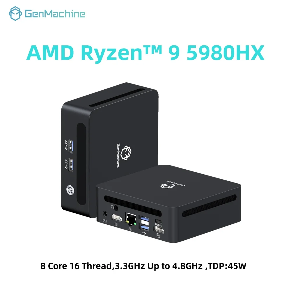 GenMachine Mini PC 5980HX 8 núcleos 16 hilos 4,8 GHz 45W Windows 11 Ryzen DDR4 WIFI6 Mini Diy ordenador para juegos PC Gamer Gaming - imagen 3