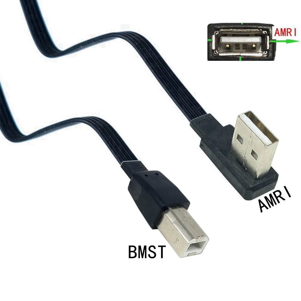 Codo de giro recto USB2.0 línea de datos de impresión USB Un codo giratorio en la línea de impresión B Male0.1m0.2.0.3m0.5m1m