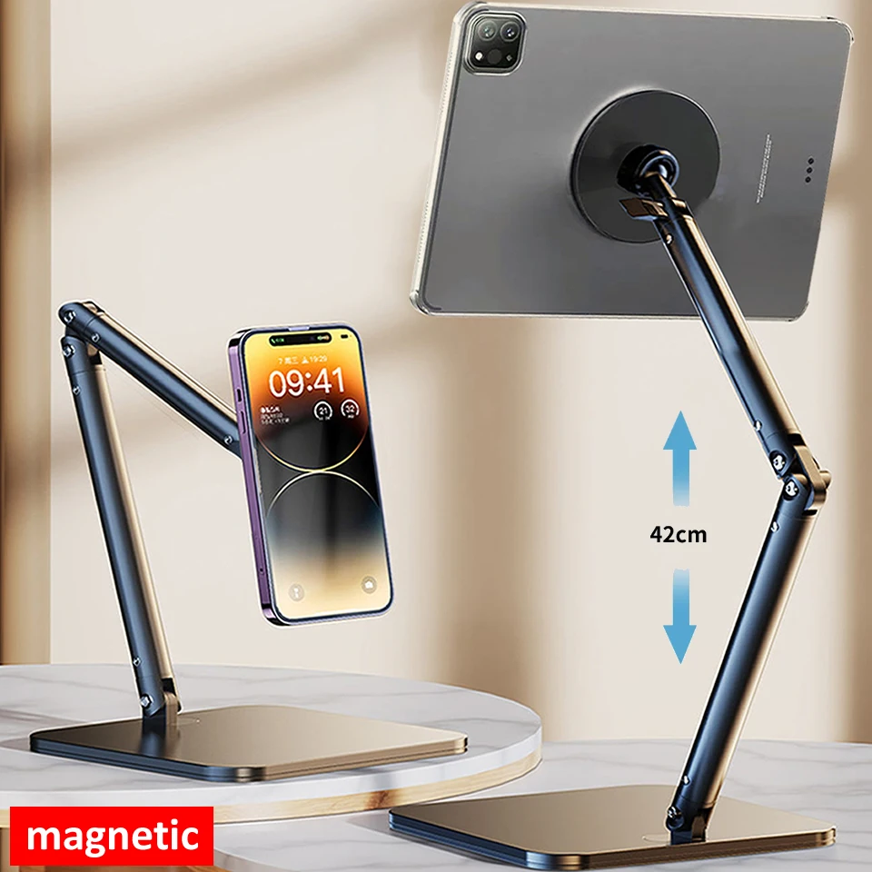 Soporte magnético de escritorio para tableta, teléfono móvil plegable portátil de aleación de aluminio, soporte para tableta para iPad Air Pro Xiaomi Redmi Huawei