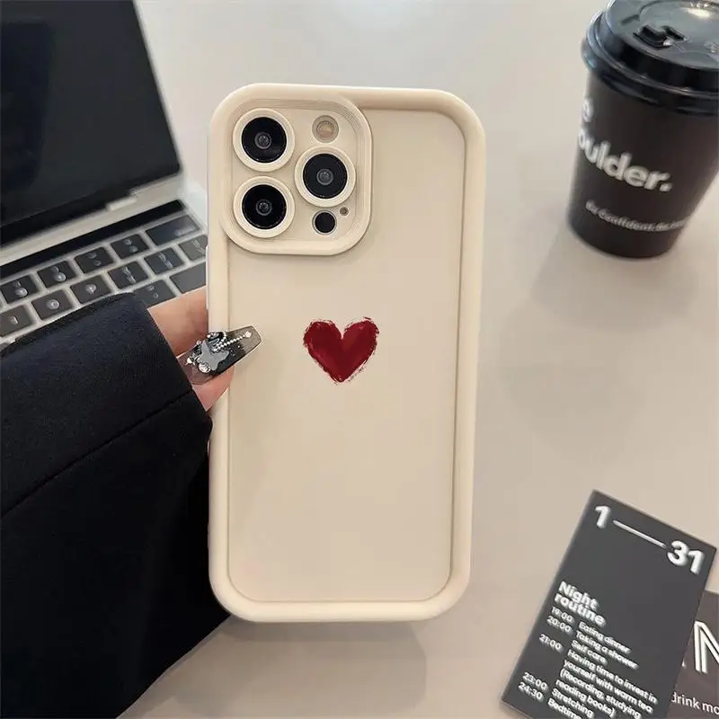 Funda de amor con corazón rojo vino para Xiaomi Redmi Note 12S 11 10 9 8 Pro 12C 10C 9C 9A 9T K30 50 funda de silicona suave Couqe Color sólido - imagen 4