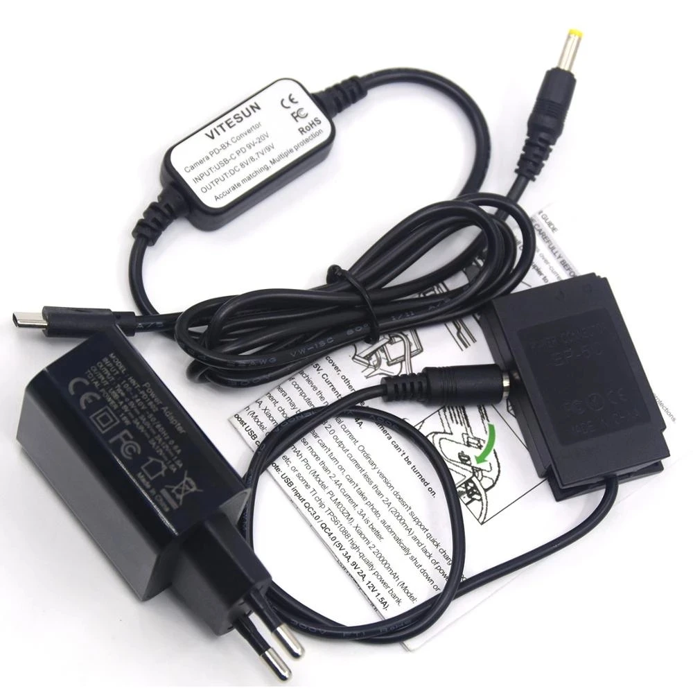 Acoplador de EP-5C EP5C DC, batería ficticia de EN-EL20, Cable de Banco de energía USB tipo C, adaptador de cargador PD para Nikon 1J1 1J2 1J3 1S1 1AW1 V3 - imagen 3