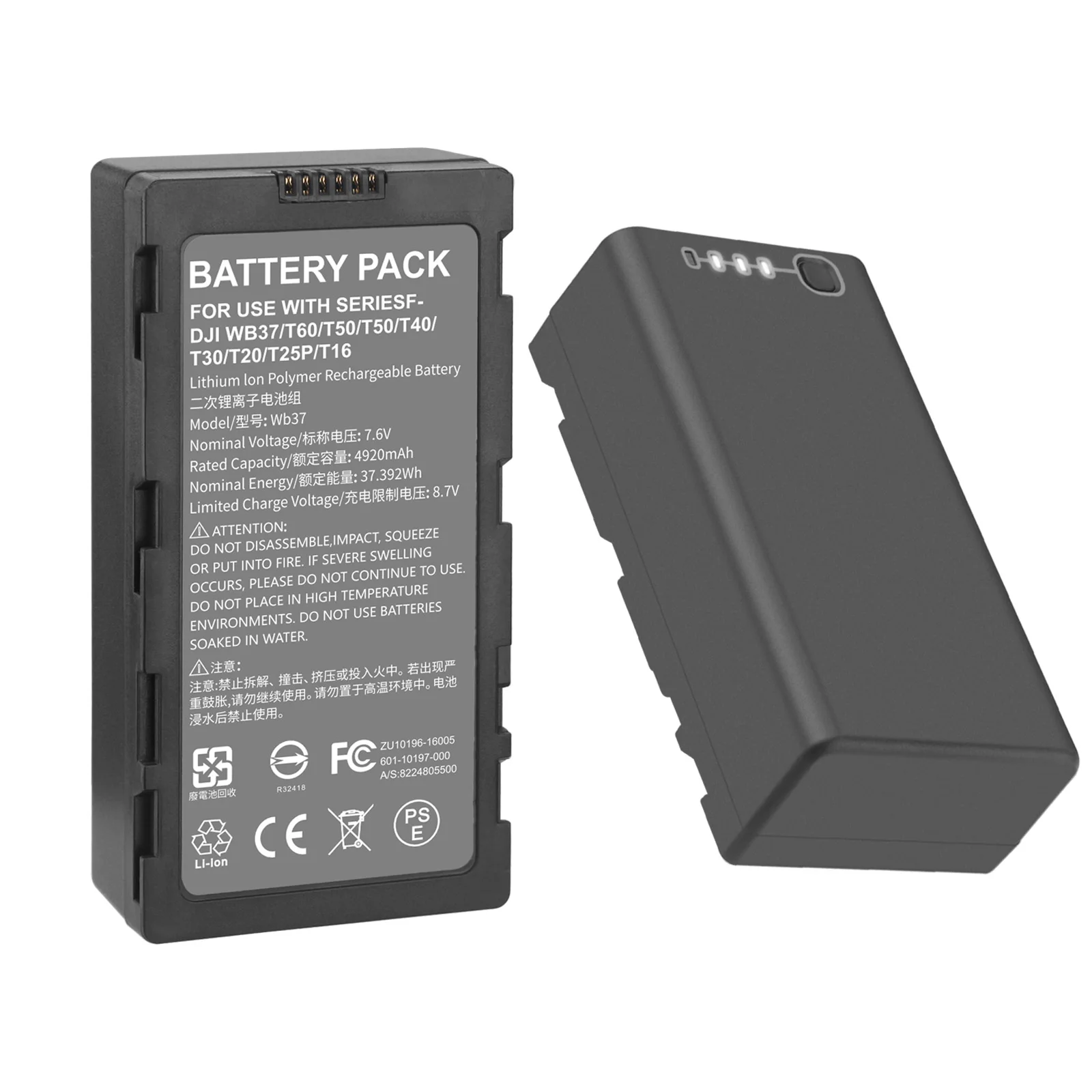 Para batería WB37 5000mAh para DJI Phantom 4 RTK MG-1P T10 T16 T20 T20P T30 T40 T50 M30 M300 M200 M600 controlador