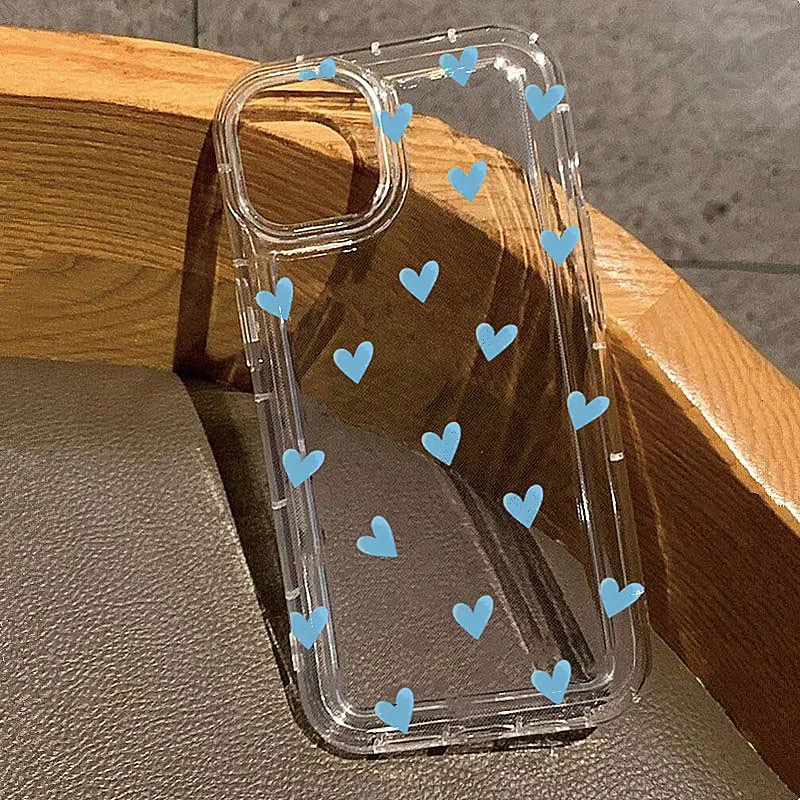 Funda de teléfono transparente estética con sello de corazón para iPhone 17 16 15 11 12 13 14 Pro Max 16E 17 Air 15 Plus, funda transparente suave, regalo para niñas - imagen 2