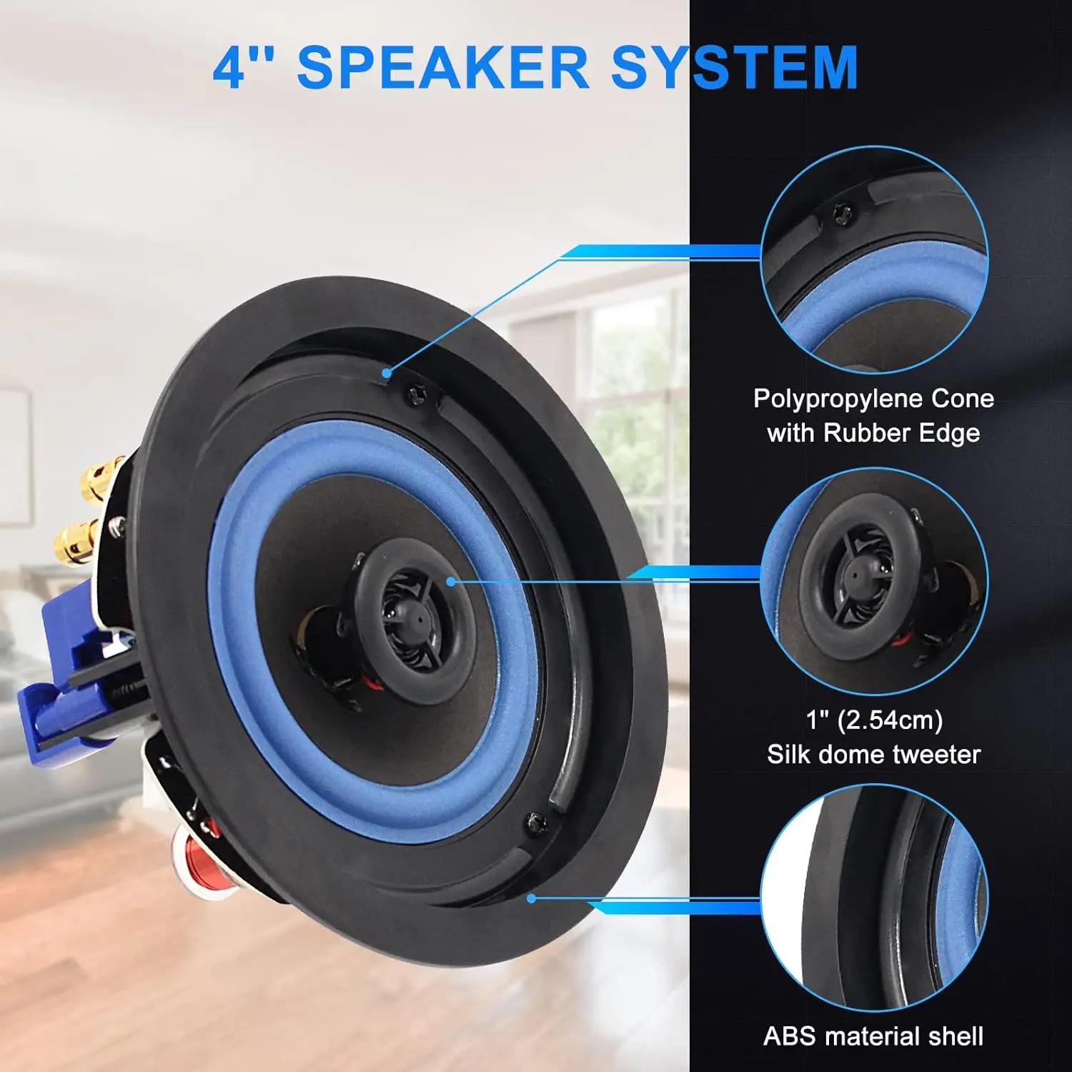 Herdio 2 uds 4 ''altavoz montado en el techo HD efecto estéreo Digital empotrado techo pared altavoz impermeable para baño cocina - imagen 5