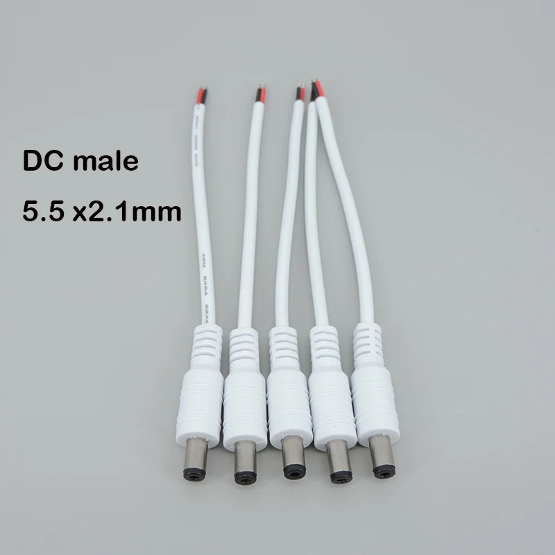 5 pares (5 macho + 5 hembra) Cable de alimentación CC blanco o negro Cable de extensión conector de Cable de 15cm enchufe de 5,5x2,1mm - imagen 5