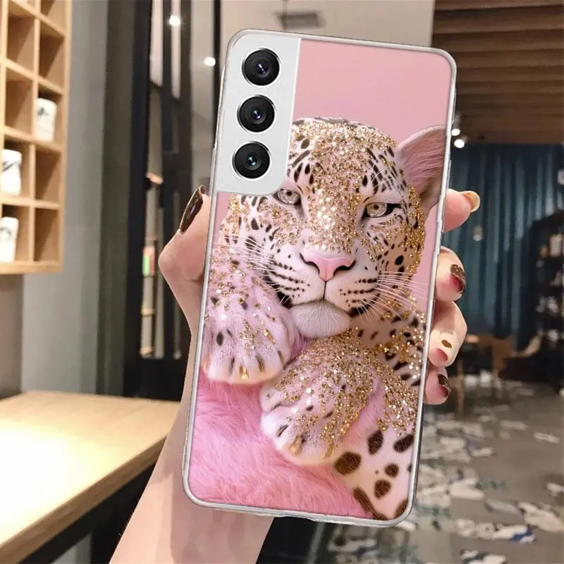 Funda de teléfono de silicona con estampado de leopardo rosa para Samsung Galaxy S23 S24 S25 Ultra S21 Plus S20 FE S22 S10 + Funda de borde - imagen 5
