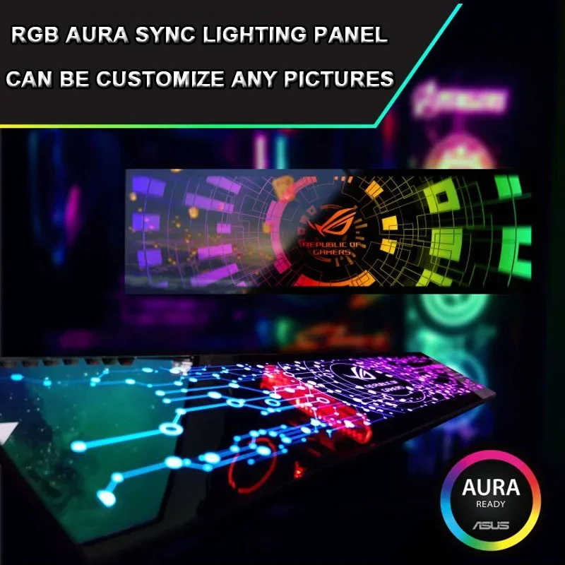 Panel de iluminación RGB con carcasa de PC personalizable, cubierta lateral GPU, deflector emisor de luz ARGB, placa decorativa para gabinete de jugador, 5/12V, AURA SYNC - imagen 5