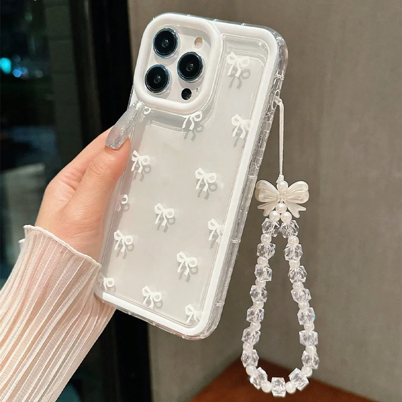 Funda de teléfono transparente con lazo encantador a la moda para iPhone 17 16 15 14 13 12 14 Pro Max 16E X XR XS Max 7 8 Plus cubierta suave transparente - imagen 4