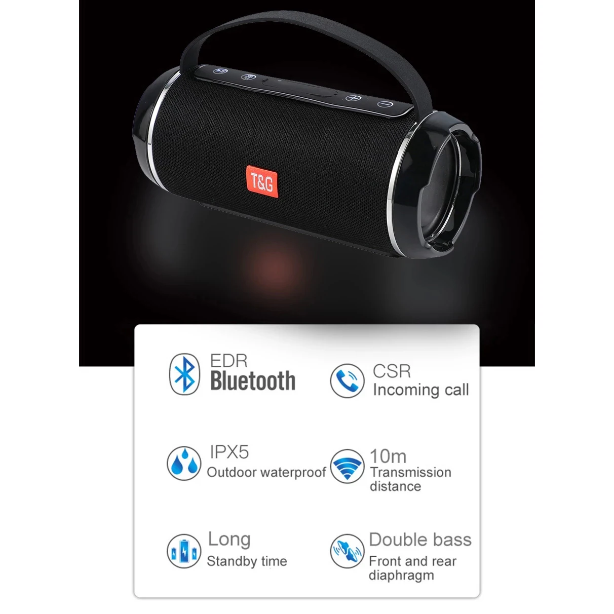 Altavoz portátil inalámbrico con Bluetooth para exteriores, barra de sonido, Radio, receptor FM, caja de sonido de música, Subwoofer, impermeable, Aux, PC, Altavoces - imagen 5