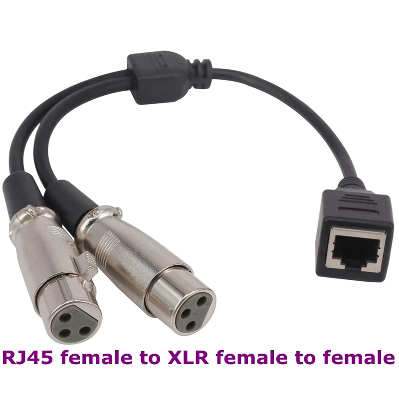 Cable divisor de 3 pines DMX XLR macho hembra a RJ45 hembra Y, 2 canales, conexión de red múltiple para luz de escenario Y estudio de grabación - imagen 4