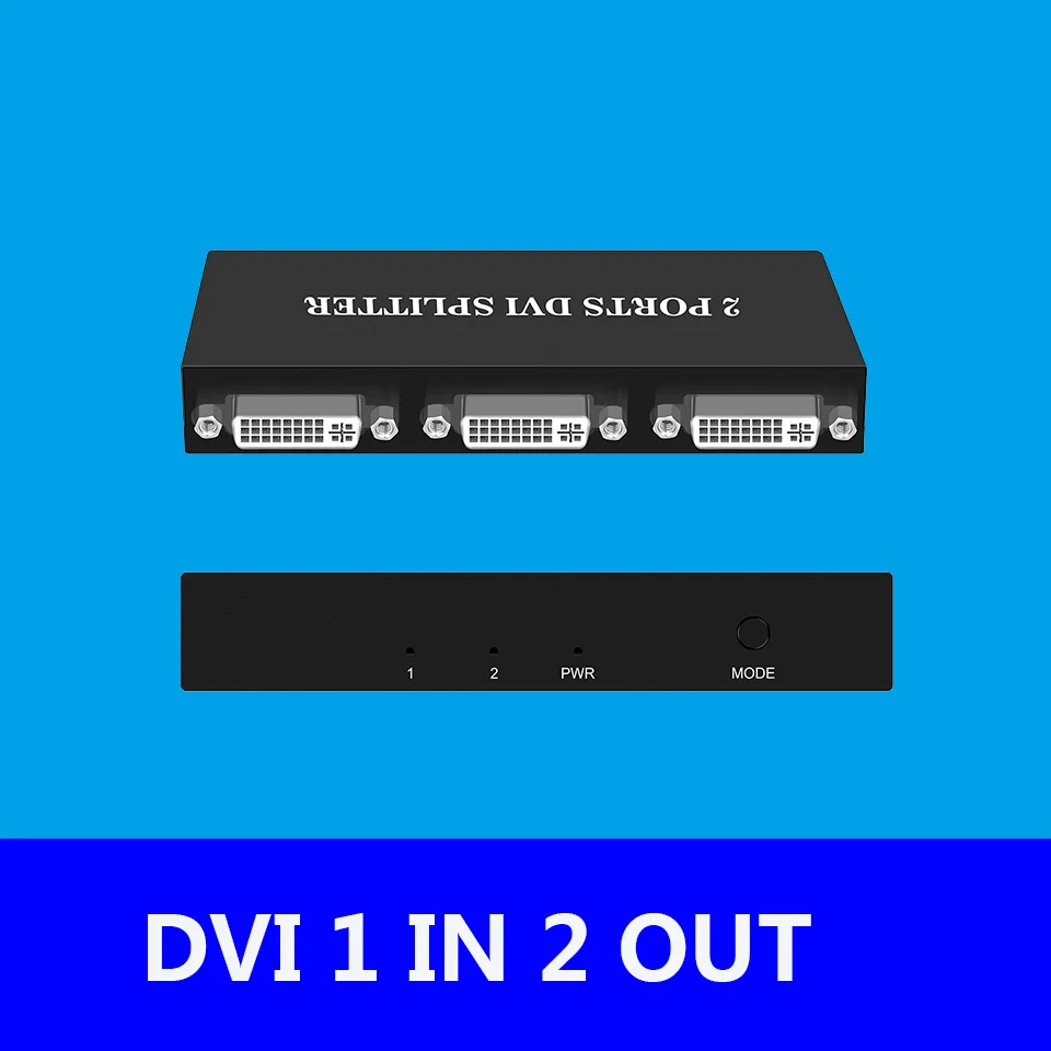 Divisor de vídeo DVI de 2 puertos, 1 DVI-D en 2 conmutador de bruja de salida DVI-D, proyector de Monitor de TV externo de 1 vía para Host de ordenador a 2