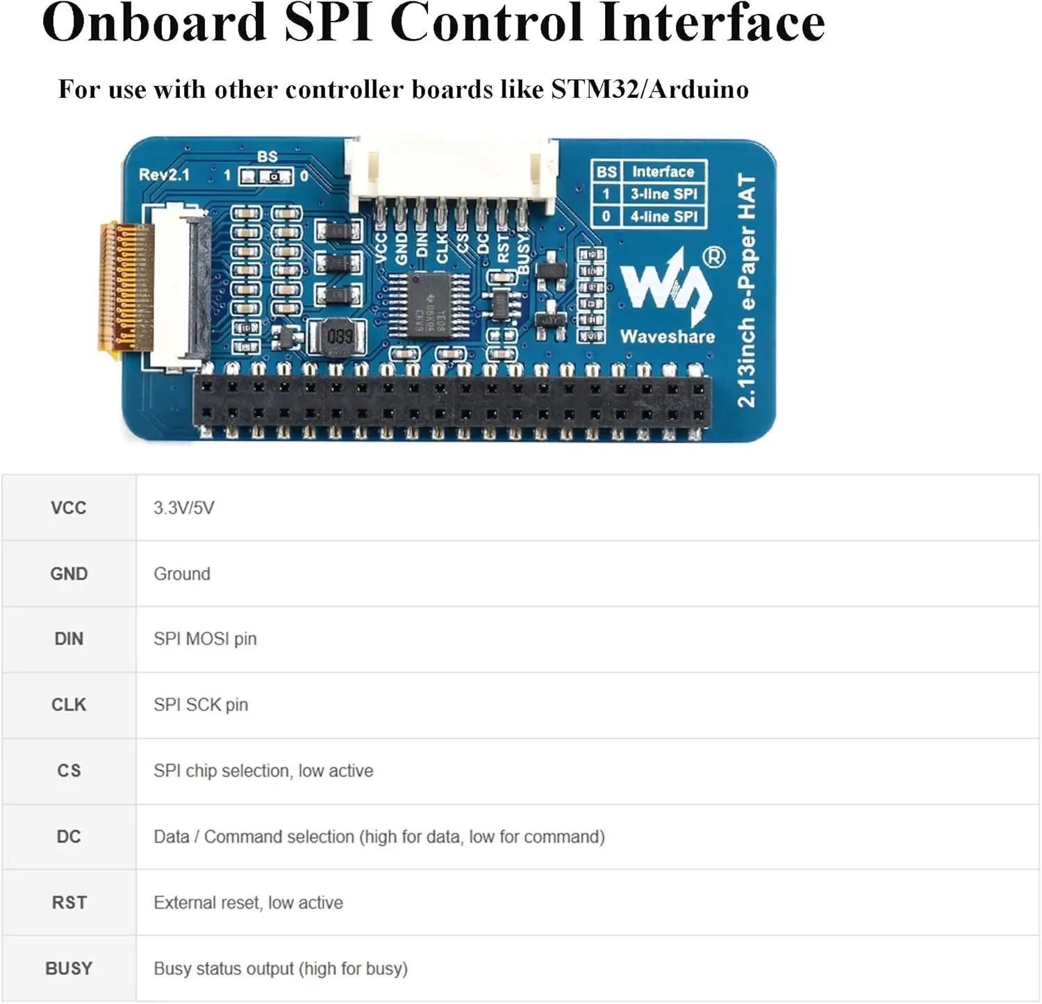 Pantalla de tinta electrónica de 2,13 pulgadas HAT V4 250x122 interfaz SPI módulo de papel electrónico para Raspberry Pi 5/ 4B/3B +/3B/2B/A +/Zero 2 W/Jetson Nano - imagen 4