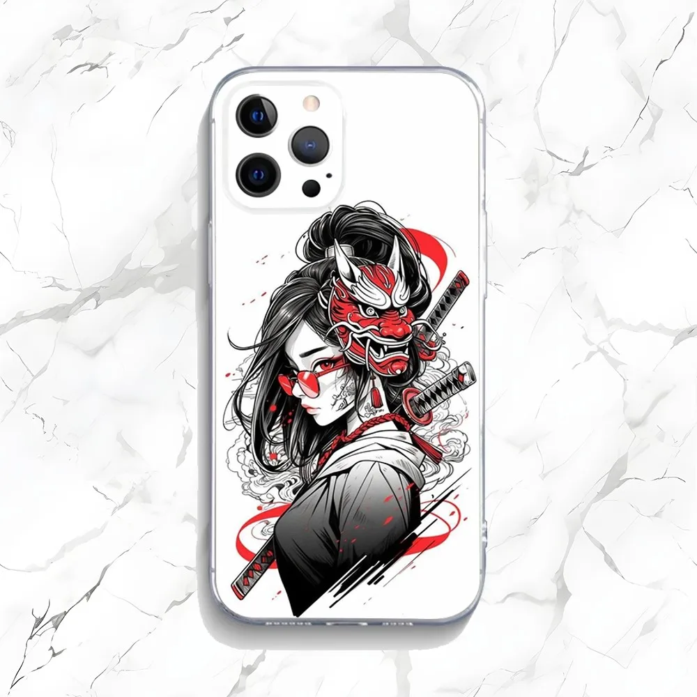 Funda de teléfono de Geisha japonesa para mujer, carcasa transparente para iPhone 16,15,14,13,12,11 Plus,Pro,Max,XR,XS,X,7,8 Plus,SE,Mini - imagen 5