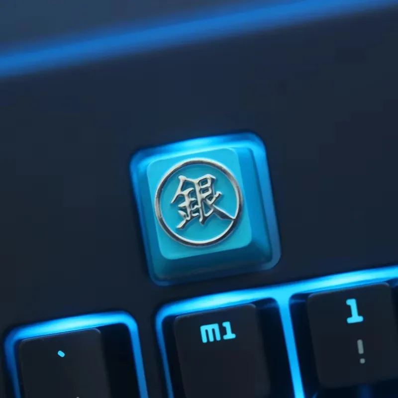 Keystone Artisan Keycap para teclado mecánico GINTAMA Anime tema Color azul Zinc aleación de aluminio Metal personalizado DIY AULA F75 - imagen 3