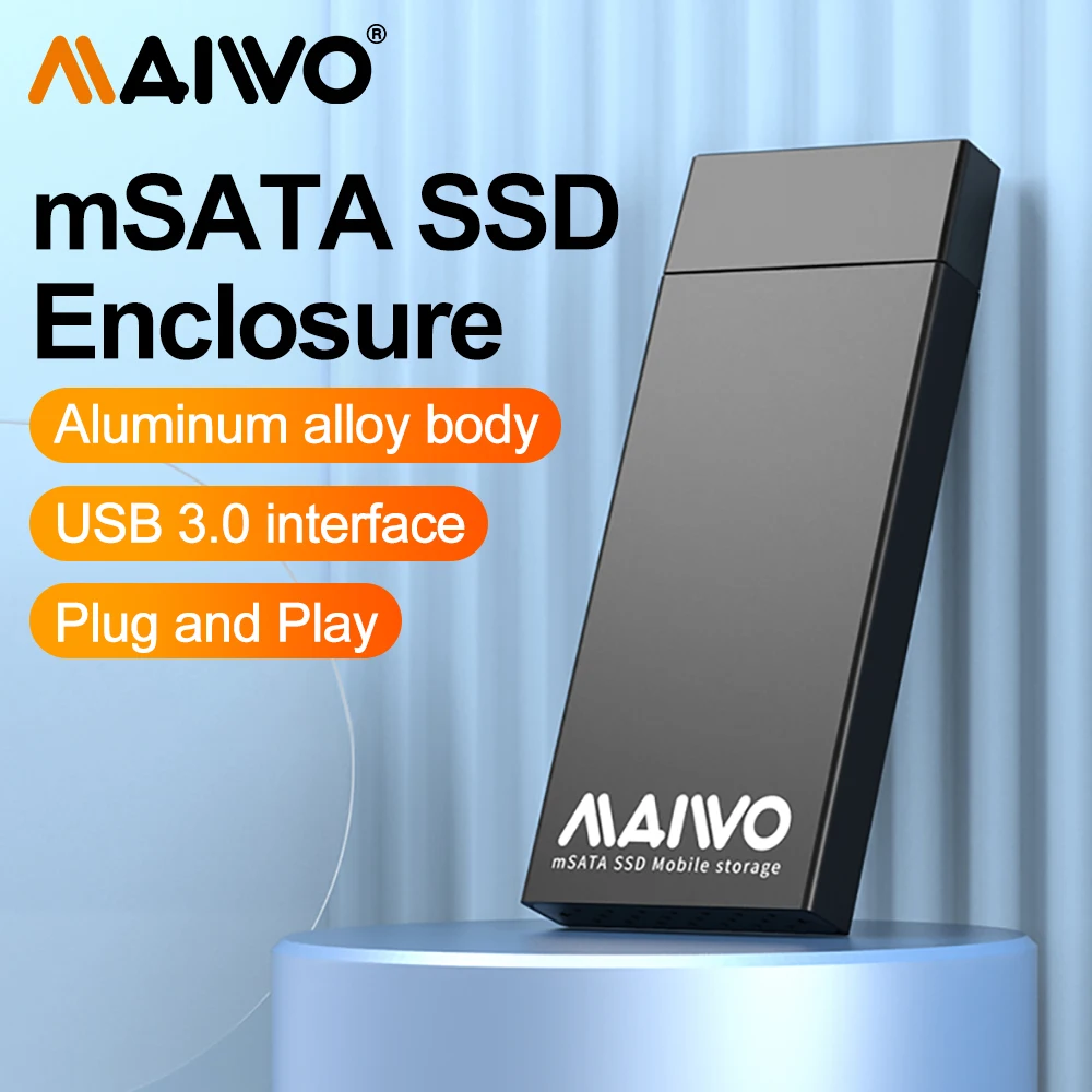 MAIWO mSATA SSD funda USB 3,0 aleación de aluminio unidad externa de estado sólido adaptador USB 3,0 para 30x30mm 51x30mm accesorios de PC