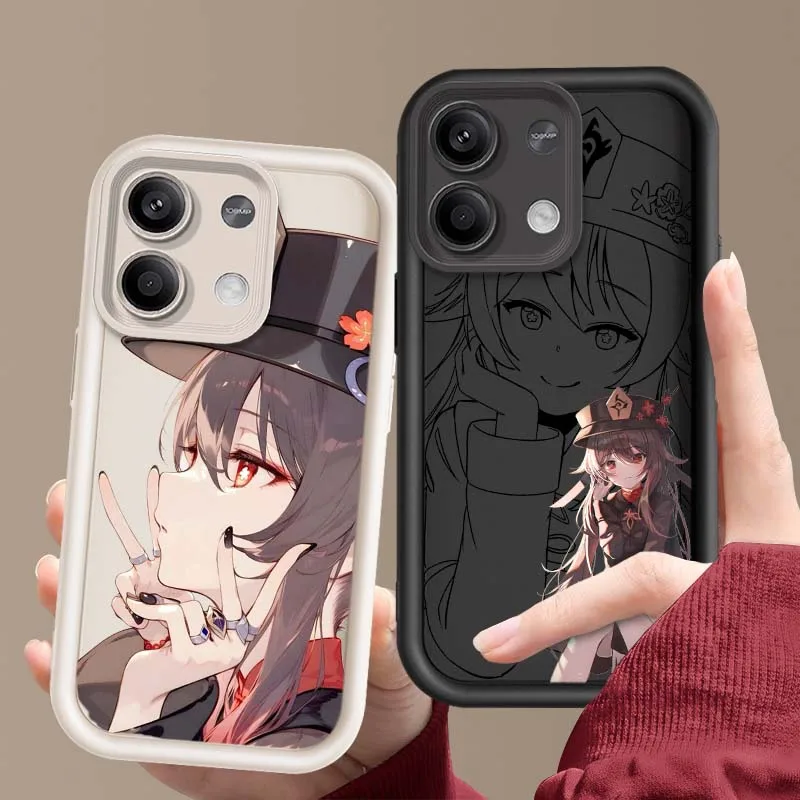 Hu Tao Chica de anime para Redmi Note 14 13 12 11 12R 12R 11T Pro Speed Plus 5G Eye Ladder funda de teléfono