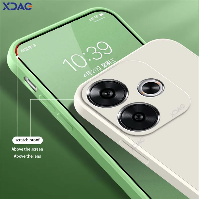 Funda de teléfono de silicona líquida cuadrada Original para Xiaomi POCO F6 Pro 5G, funda trasera protectora completa suave a prueba de golpes, bolsa POCOF6 F6Pro - imagen 5
