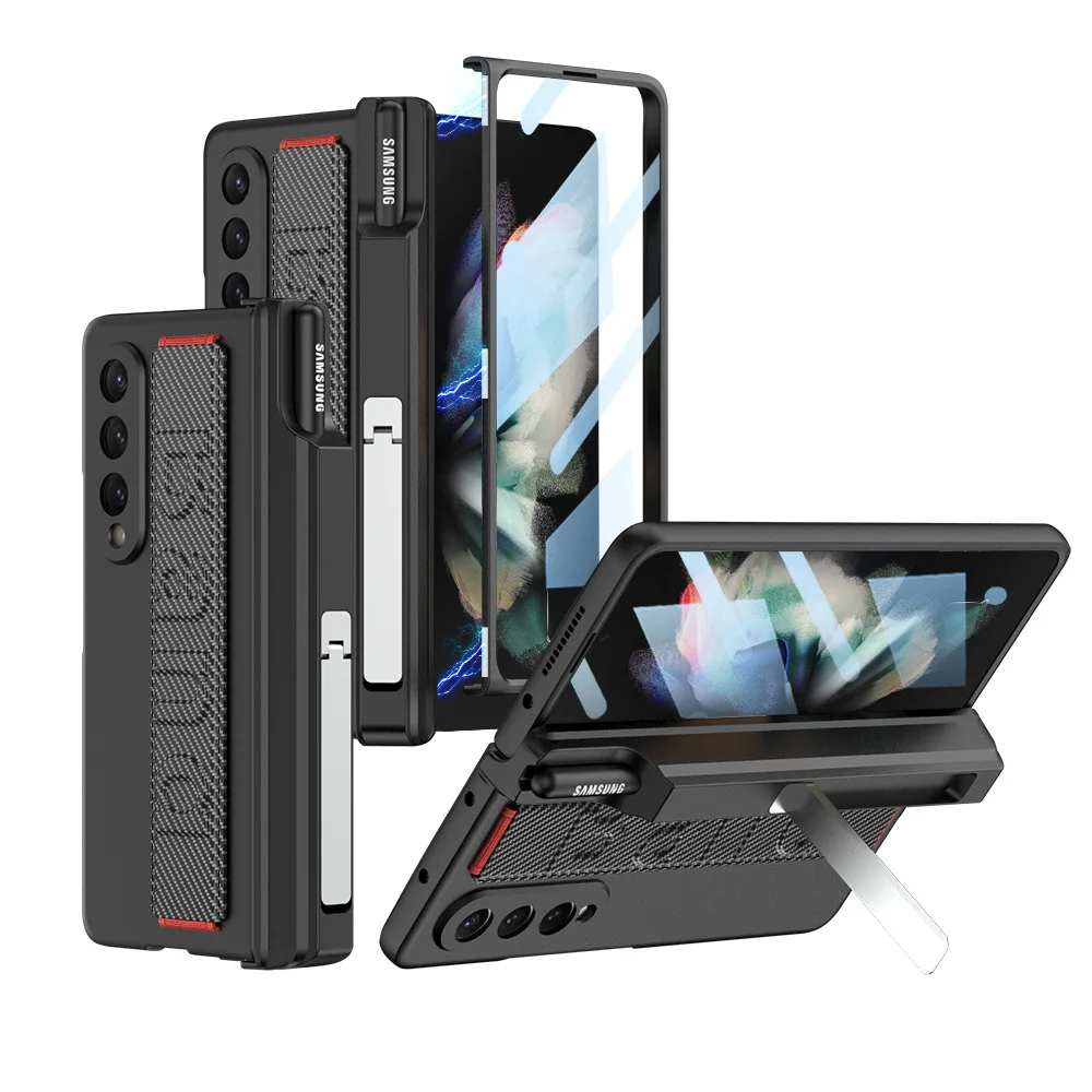 Funda de cuero elástica para Samsung Galaxy Z, funda de lujo antigolpes para Galaxy Z Fold3 - imagen 2