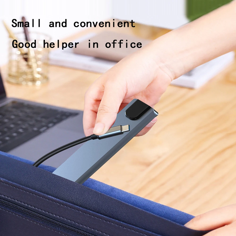 Con convertidor HDMI a tipo C HUB 4K HDTV RJ45 100Mbps PD 90W Cable USB de carga divisor lector de tarjetas Micro SD adaptador extensible - imagen 4