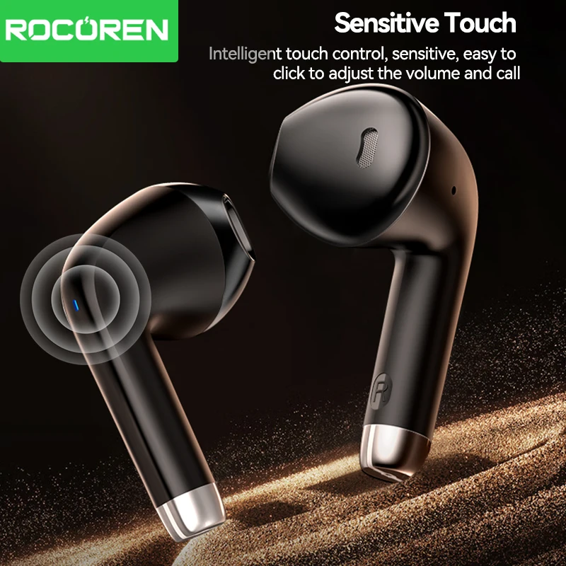 Rocoren Mini auricular inalámbrico Bluetooth R01 TWS Bluetooth 5,3 auriculares intrauditivos con Control táctil auriculares deportivos para juegos - imagen 4