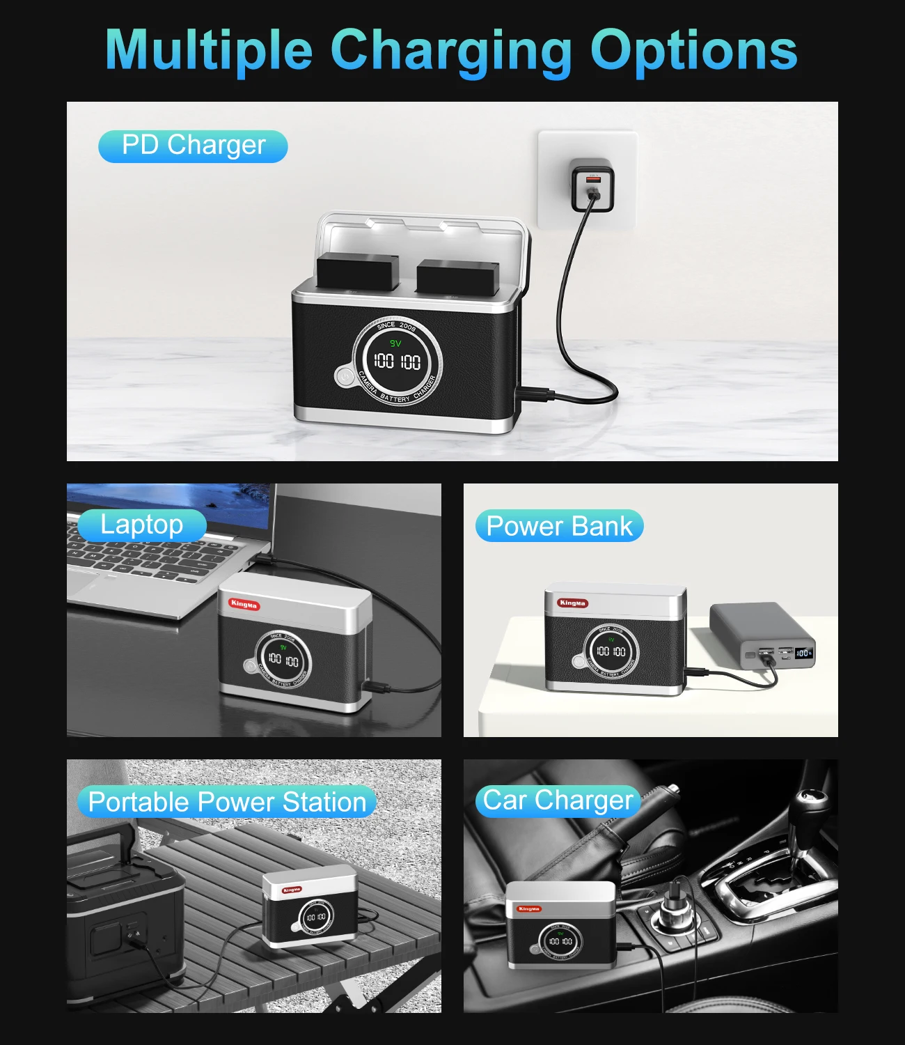 Cargador de doble ranura PD de 18W para LP-E12, pantalla digital inteligente, para Canon M, M2, M10, M50, M50 Mark II, M200, M100, SL1, SX70 HS - imagen 5